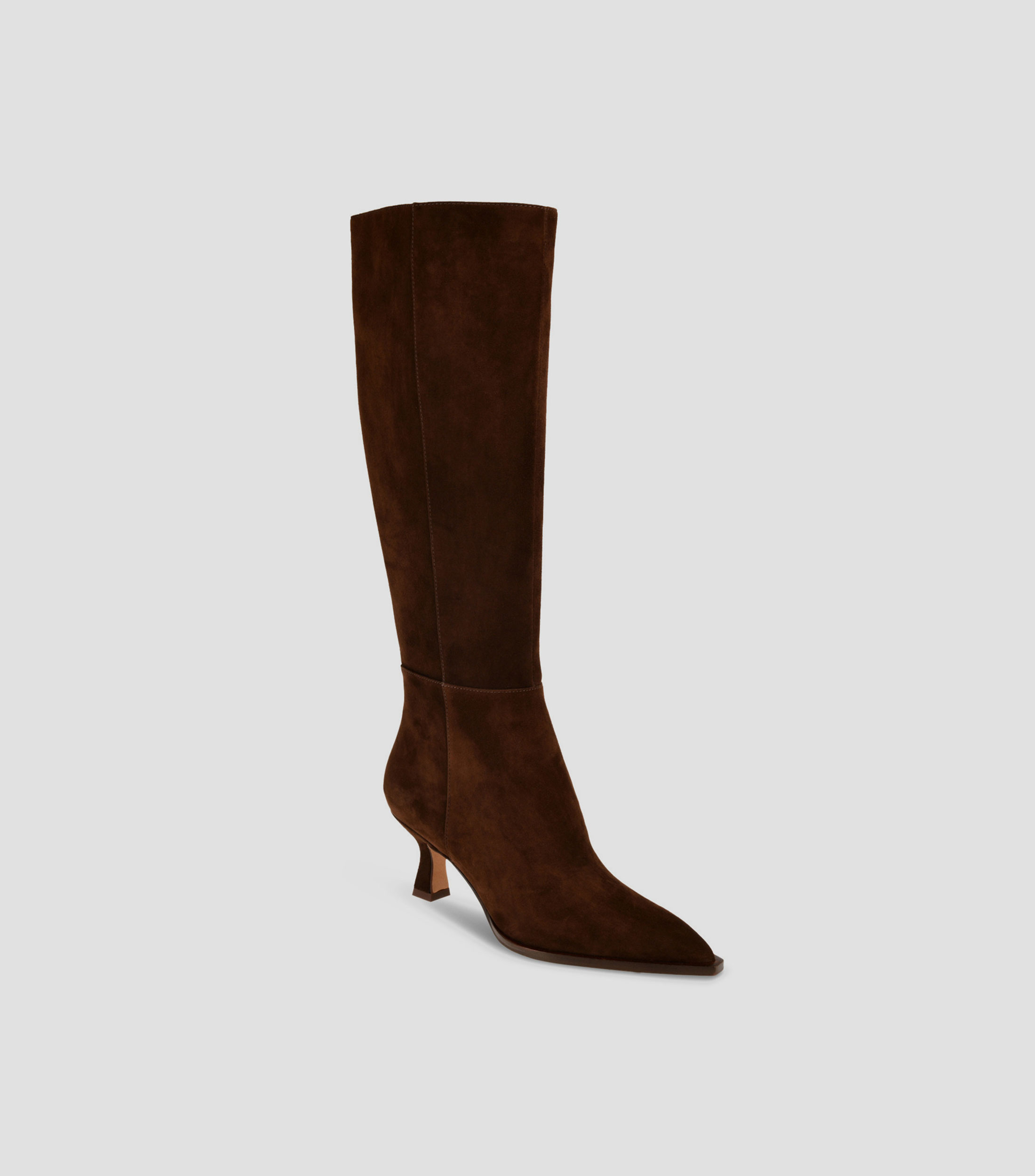 Botas largas Auggie en piel con tacón medio cuadrado Mujer